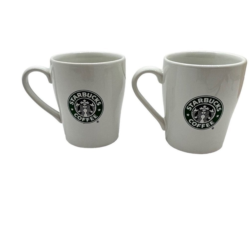 Set 2 Starbucks Coffee Tea Cups Mug White 8 Oz Classic Siren Mermaid Logo 2007